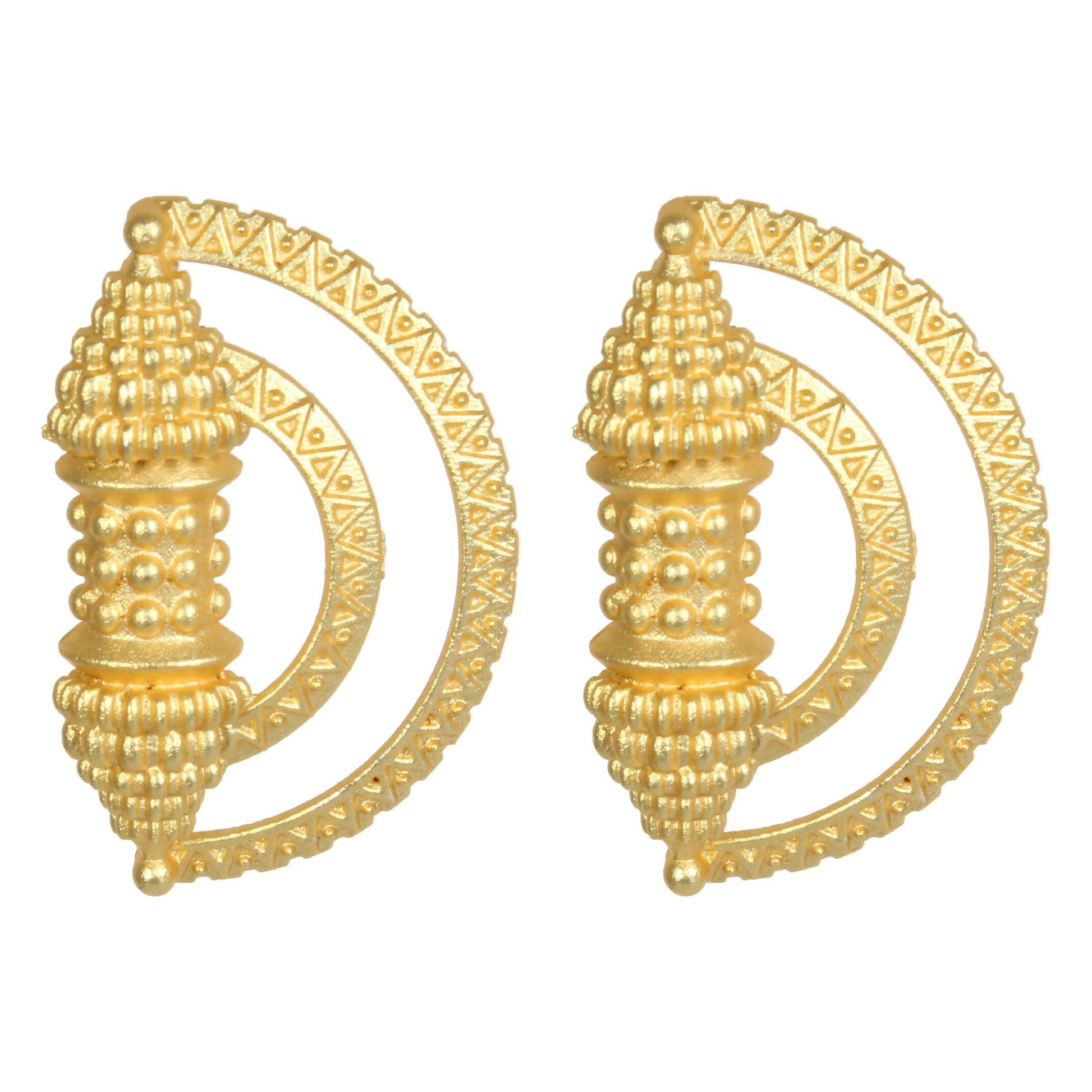 Joban Fashion Women Matte Gold Brass Earrings | Swadesiicart