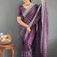 Vastranavya Purple Chinnon Silk Embroidery Multi Sequence & Arco Cut Work Ready to Wear Saree | Swadesiicart