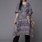Ahalyaa Navy Blue & Maroon Floral Print Kaftan Kurta | Swadesiicart