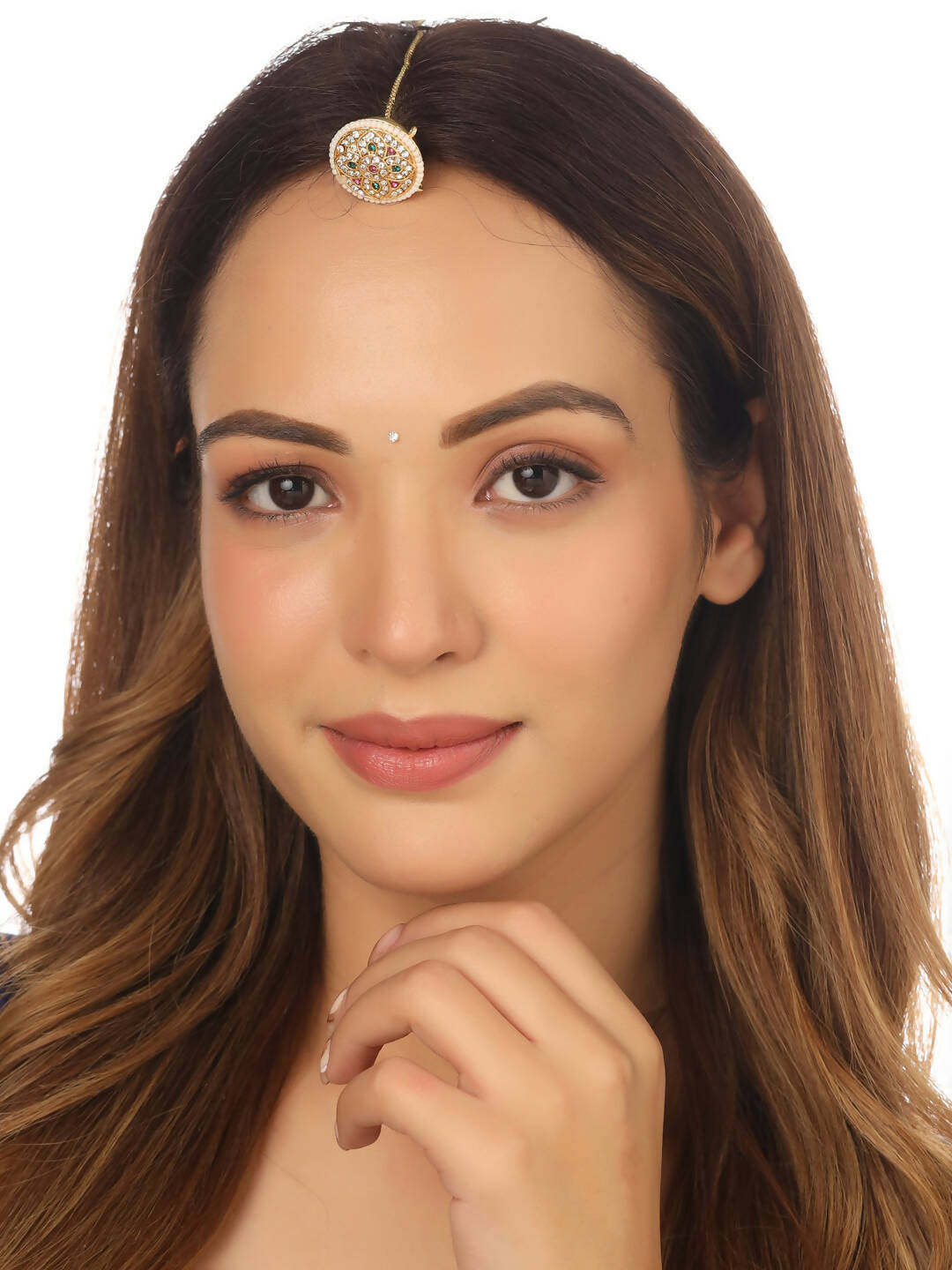 NVR Women's Trending Stylish Gold-Polished Maang Tikka | Swadesiicart