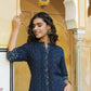 Juniper Women's Blue Cotton Flex Printed A-Line Kurta | Swadesiicart