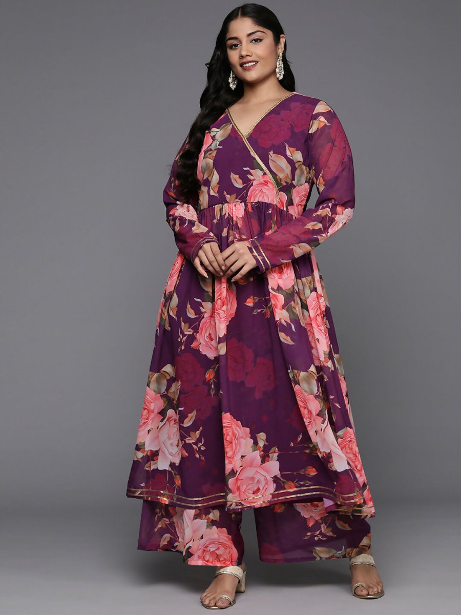 Ahalyaa Women's Traditional wear Kurta Set - Purple | Swadesiicart