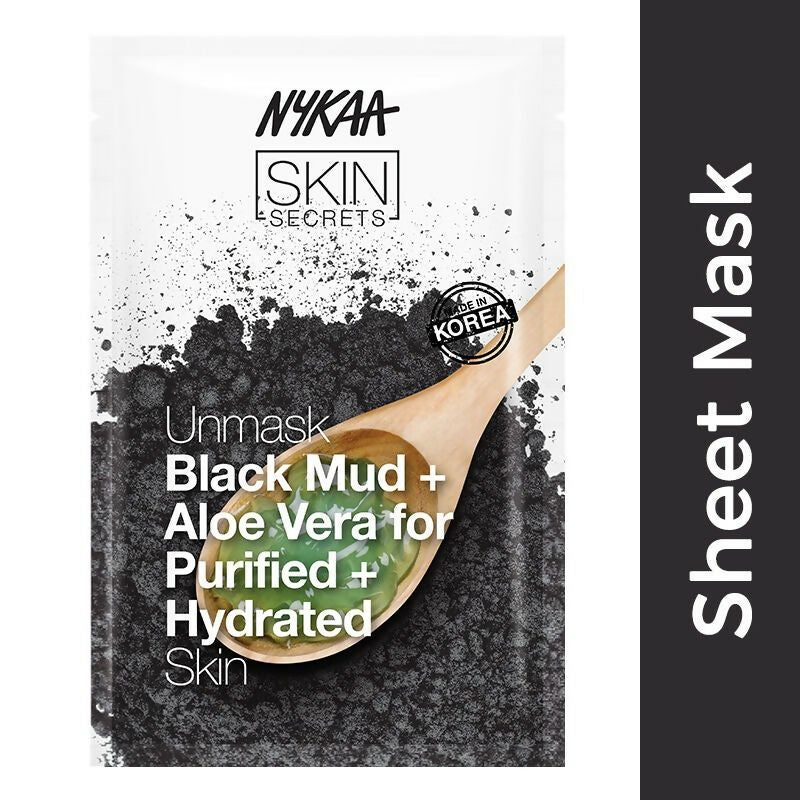 Nykaa Skin Secrets Exotic Indulgence Black Mud + Aloe Vera Sheet Mask For Purified & Hydrated Skin - Swadesiicart