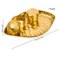 Spillbox Gold-toned Textured Brass Sangu Thali With 2 Pieces Bowl Pooja Essential | Swadesiicart
