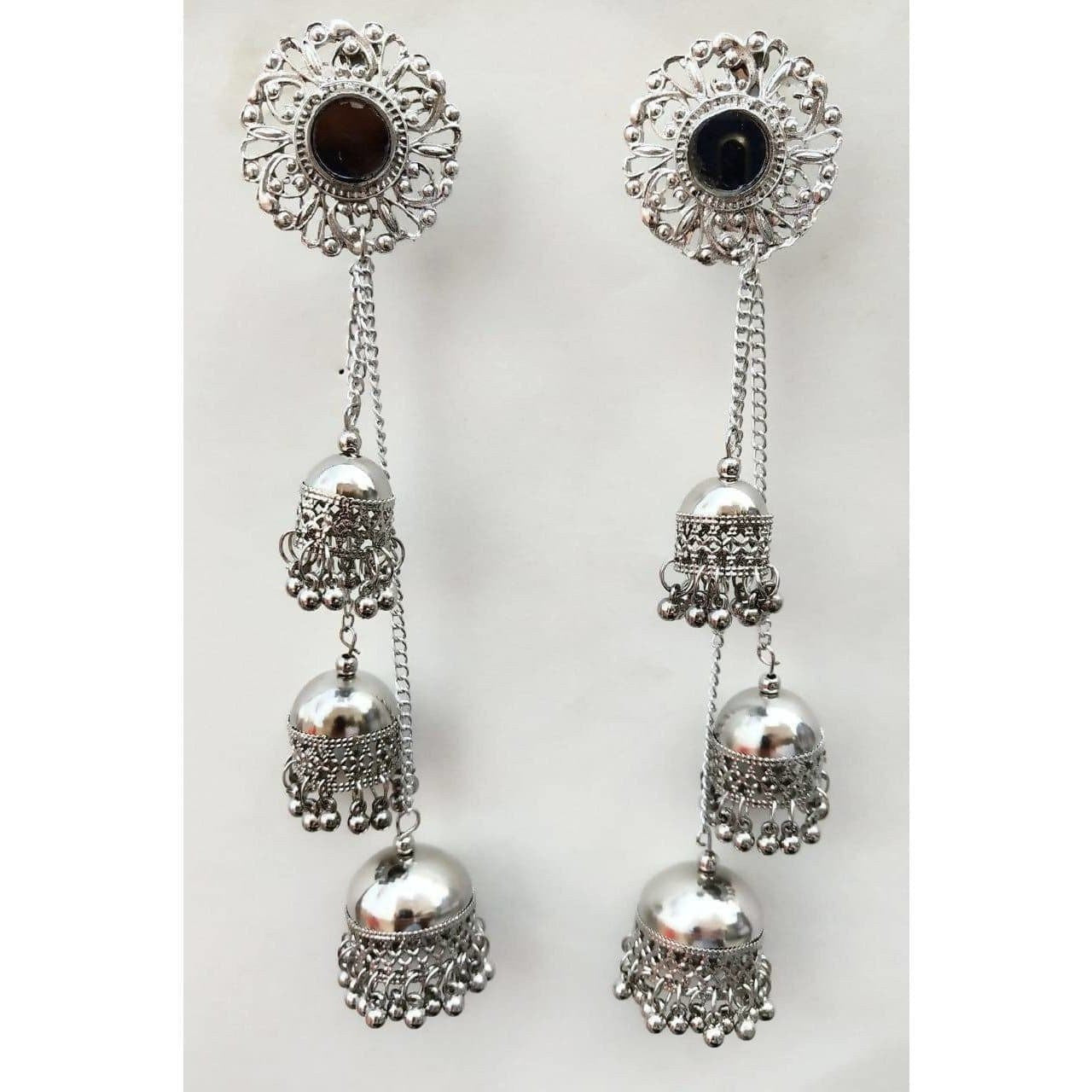 MS Fashion India Floral Hanging Triple Jhumka Set Earrings | Swadesiicart