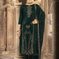 Jyoti Fashion Women's Green Velvet Floral Resham Thread with Jari work Kurta with Trouser & Dupatta | Swadesiicart