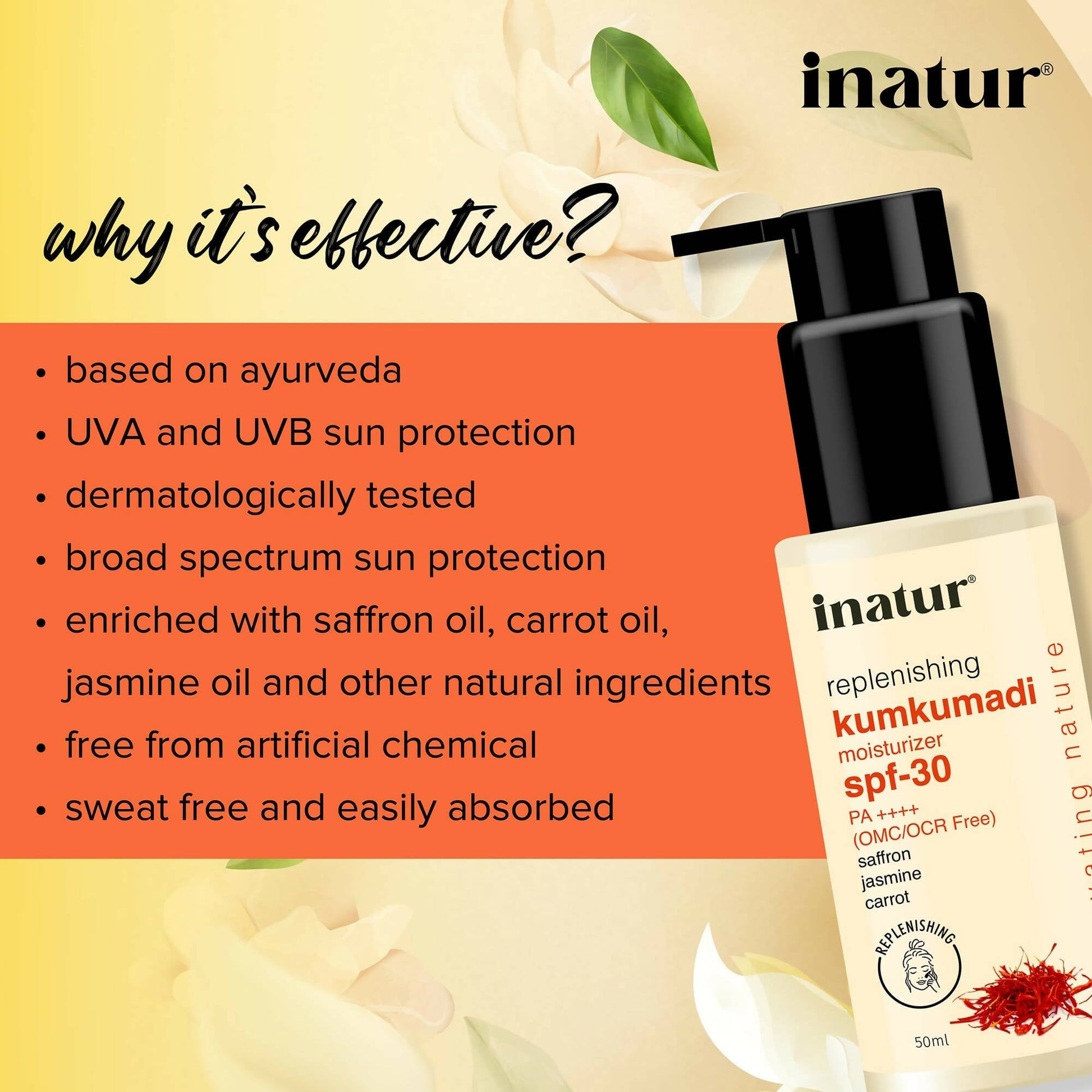 Inatur Kumkumadi Sunscreen SPF 30 - Swadesiicart