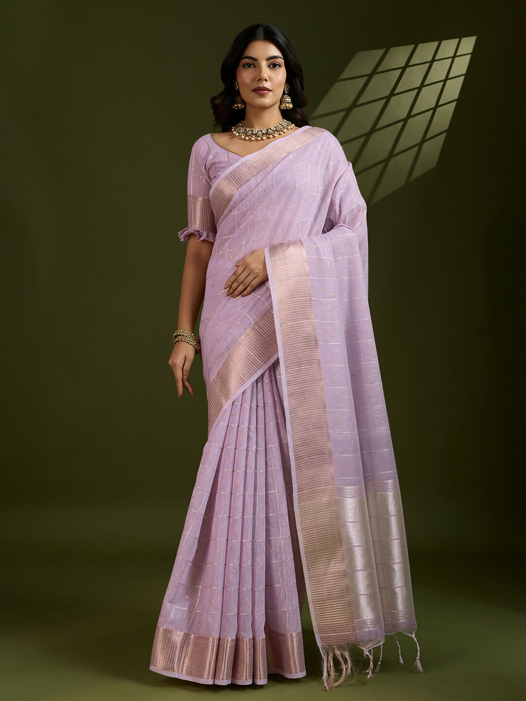 Vishnu Weaves Women's Purple Soft Silk Zari Woven Saree with Blouse - Swadesiicart
