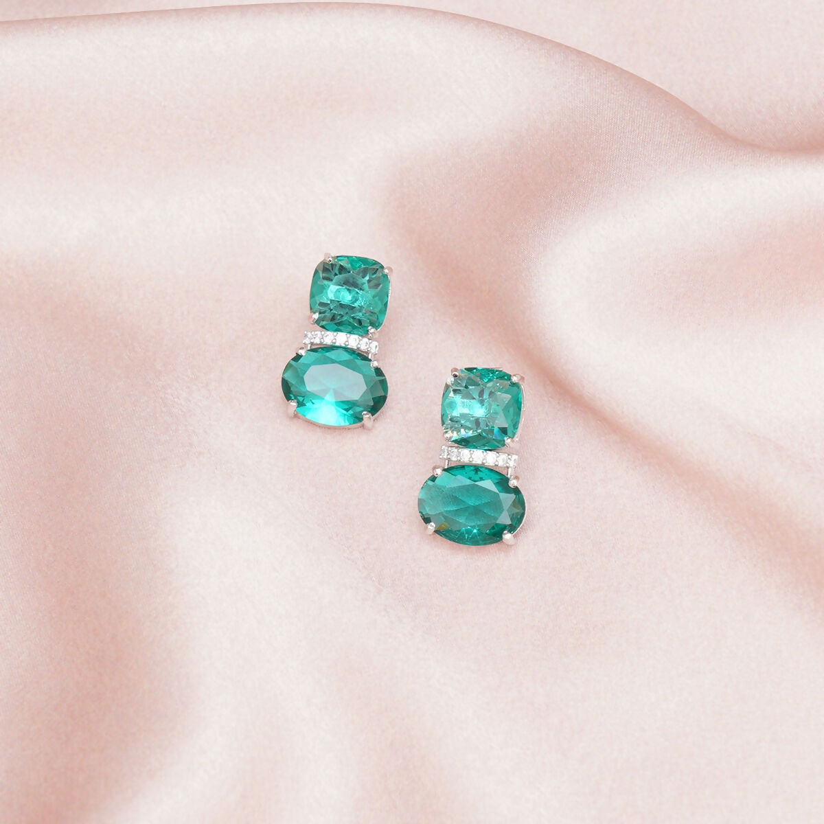 Jade Duet Studs- Ruby Raang | Swadesiicart