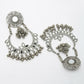 NVR Women's Silver-Plated Mirror Work Oxidised Chandbali Earrings | Swadesiicart