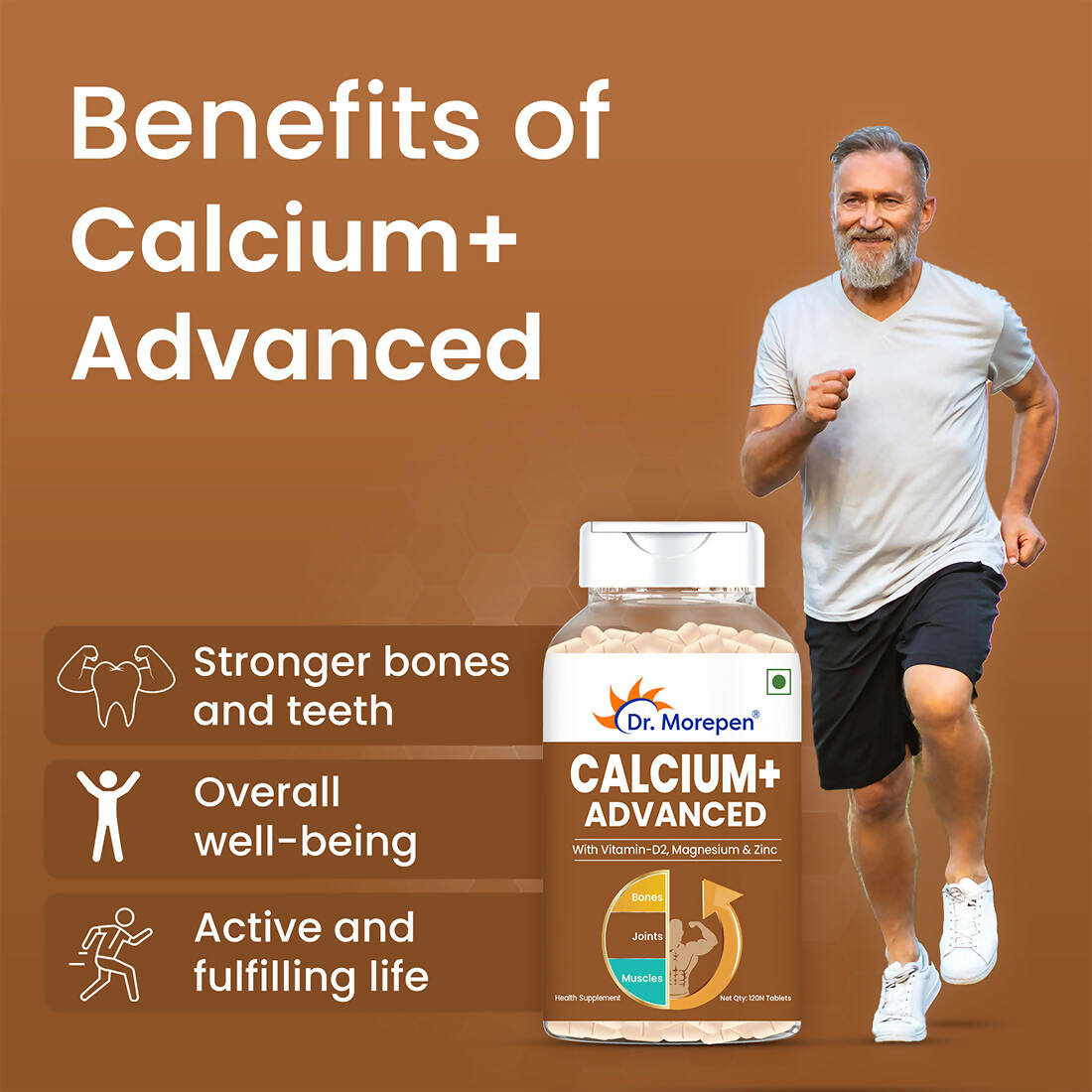 Dr. Morepen Calcium+ Advanced Tablets with Vitamin - D2, Magnesium & Zinc - Swadesiicart