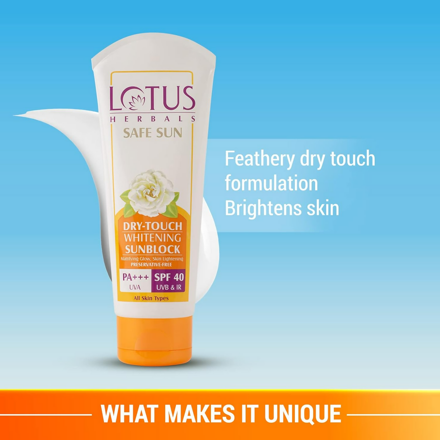 Lotus Herbals Safe Sun Dry Touch Whitening Sunscreen SPF 40 PA+++ - Swadesiicart