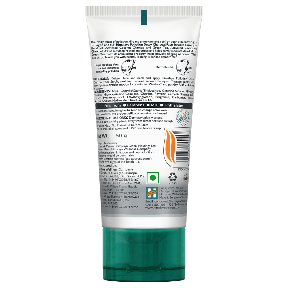 Himalaya Pollution Detox Charcoal Face Scrub | Deep Cleansing Scrub for Urban Skin - Swadesiicart