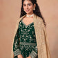 Anaita Dark Green Faux Georgette Jacquard Embroidered Work Anarkali Suit