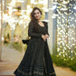 Aayaa Designer Embroidery Zari Sequins Work Faux Blooming Georgette Suit - Black