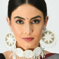 Mominos Fashion Johar Kamal Handicraft Off White/Golden Pearls Necklace with Earrings For Women - Swadesiicart
