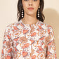 Janasya Women's White Cotton Floral Printed Casual A-Line Co-ords - Swadesiicart