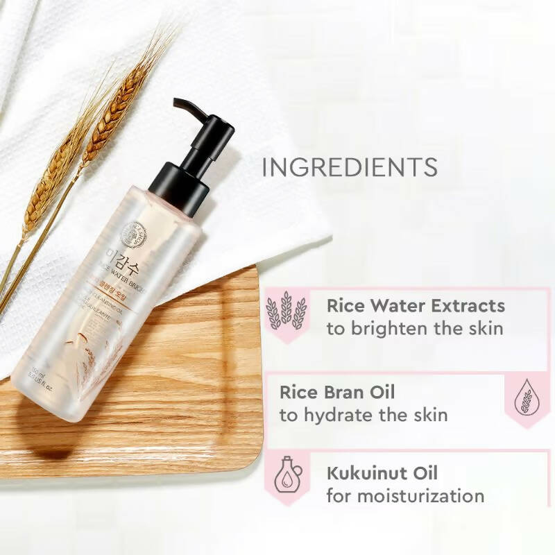 The Face Shop Rice Water Bright Light Cleansing Oil - Korean Skincare | Swadesiicart