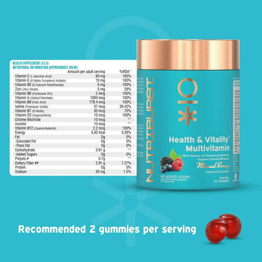 Nutriburst Health & Vitality Gummies With Multi-Vitamins - Swadesiicart