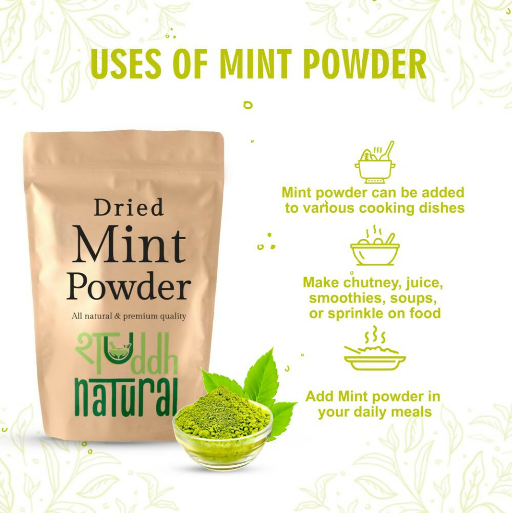 Shuddh Natural Mint Powder - Aromatic Flavor - Swadesiicart