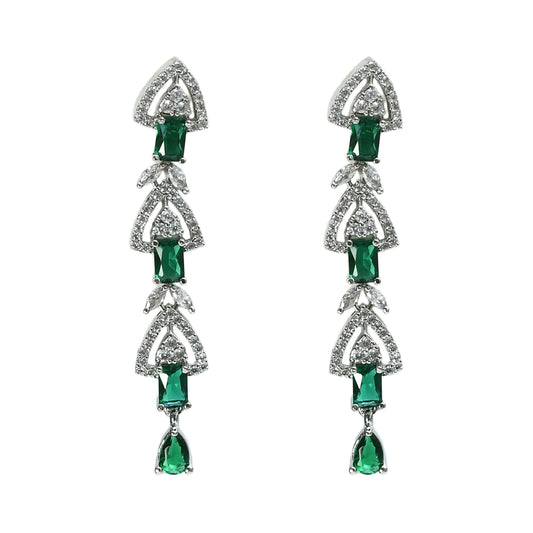 Mominos Fashion Johar Kamal Silver-Plated American Diamond Green Choker Set | Swadesiicart