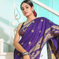 Exclusive Collection Beautiful Violet Pure Cotton Woven Handloom Saree With Running Blouse Piece - Swadesiicart