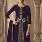 Jyoti Fashion Women's Wine Velvet Floral Resham Thread with Jari work Kurta with Trouser & Dupatta | Swadesiicart