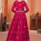 Hot Pink Festive Embroidered Art Silk Anarkali Suit - Emponline | Swadesiicart