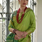 Vishnu Weaves Women's Mahendi Raw Silk Patola Zari Woven Saree with Blouse - Swadesiicart