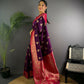 Joban Fashion Banarasi Purple Woven Butti Soft Silk Saree | Swadesiicart