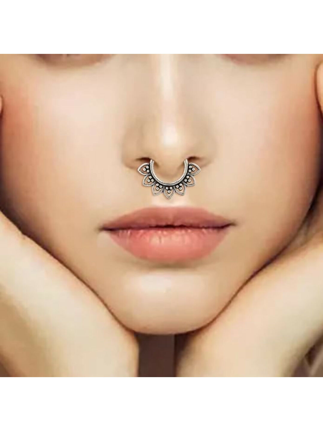 NVR Set of 5 Silver Plated Oxidised Septum Nosepin | Swadesiicart