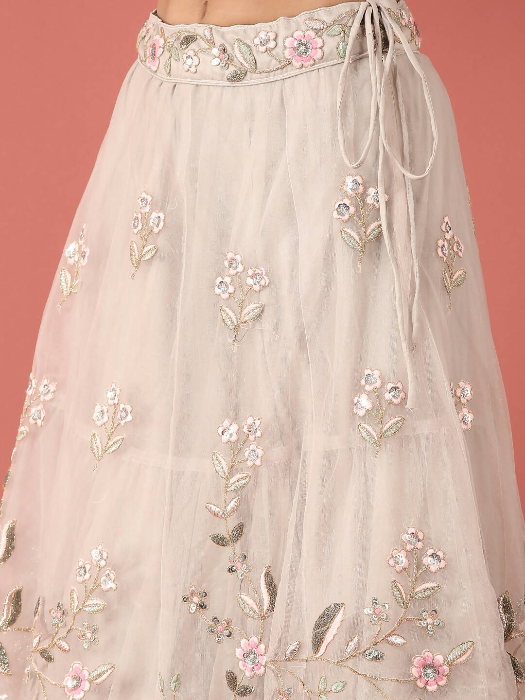 House of Panchhi Grey Net Sequinse Work Lehenga & Blouse, Dupatta | Swadesiicart