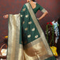 Lorenvalley Fashion Green Soft Silk Woven Design Gold Zari Weaving Saree - Swadesiicart