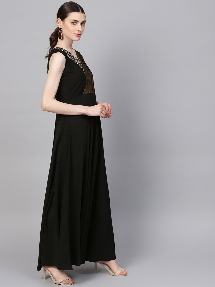 Ahalyaa Black Crepe Dress | Swadesiicart
