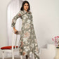 Jyoti Fashion Women's Grey Chanderi Silk Floral Print with Side Pocket Kurtis & Sets | Swadesiicart