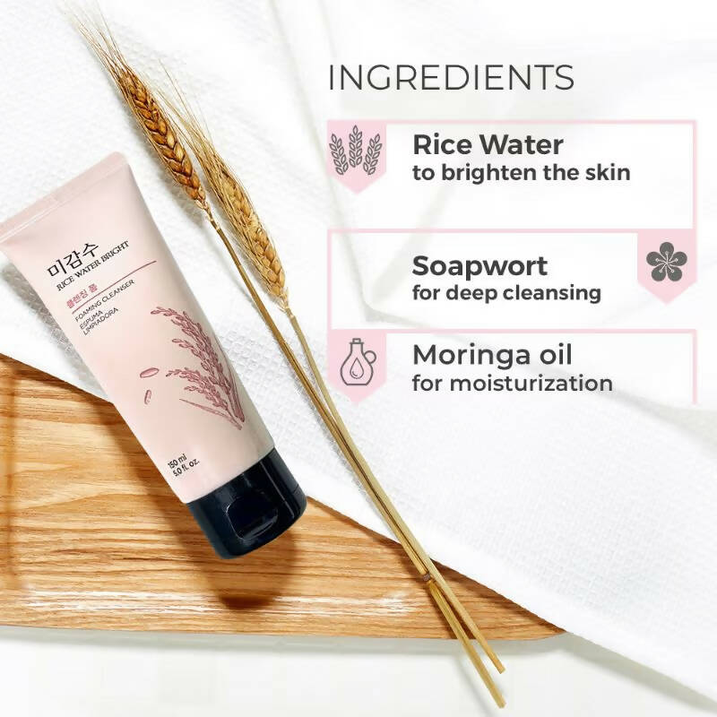 The Face Shop Rice Water Bright Foaming Cleanser - Korean Skincare | Swadesiicart