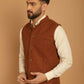 Even Apparels Pure Wool Nehru Jacket - Brown | Swadesiicart