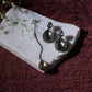 Tear Drop Dual Tone Kundan Maang Tikka with Earrings Jewellery Set (silver) - Ruby Raang - Swadesiicart