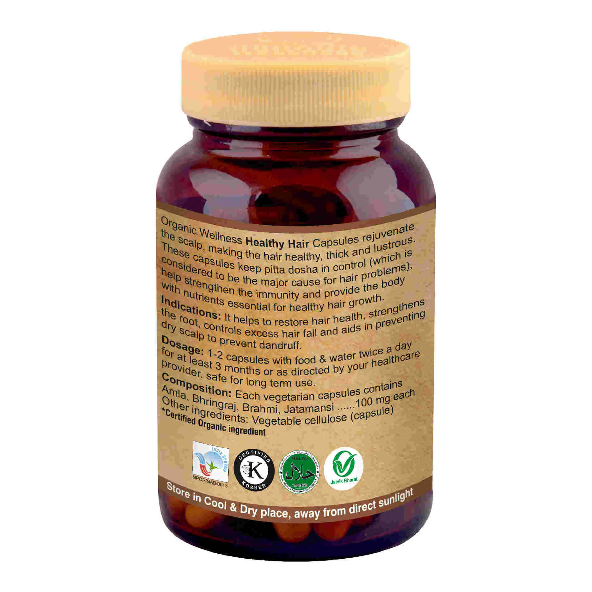 Organic Wellness Healthy Hair Vegetarian Capsules - Swadesiicart
