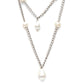 Layered Pearl and Silver Neckpiece (silver) - Ruby Raang | Swadesiicart