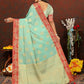 Lorenvalley Fashion Skyblue Cotton Woven Design with Zari Weaving Design Saree - Swadesiicart