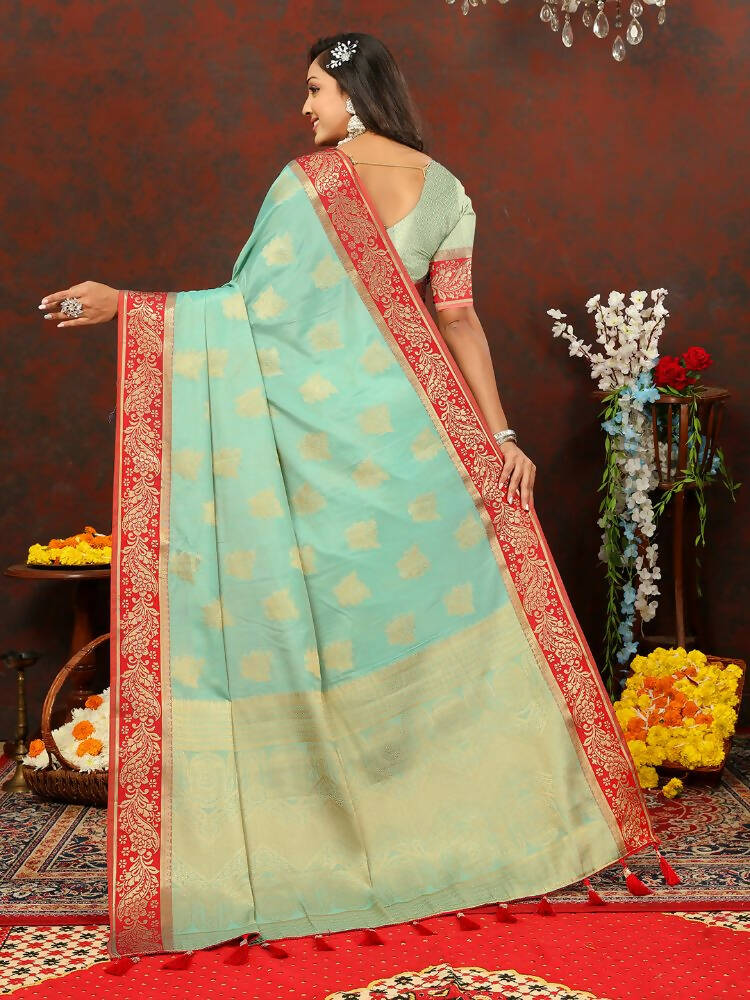 Lorenvalley Fashion Skyblue Cotton Woven Design with Zari Weaving Design Saree - Swadesiicart