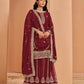 Anaita Maroon Premium Georgette Embroidered Stitched Salwar Suit