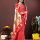 Lorenvalley Fashion Red Soft Paithani Silk Woven Design Gold Zari Meenakari Weaving Saree - Swadesiicart