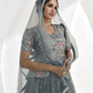 Lorenvalley Fashion Grey Faux Georgette Embroidery with Sequince Work Salwar Lehenga Stitched | Swadesiicart
