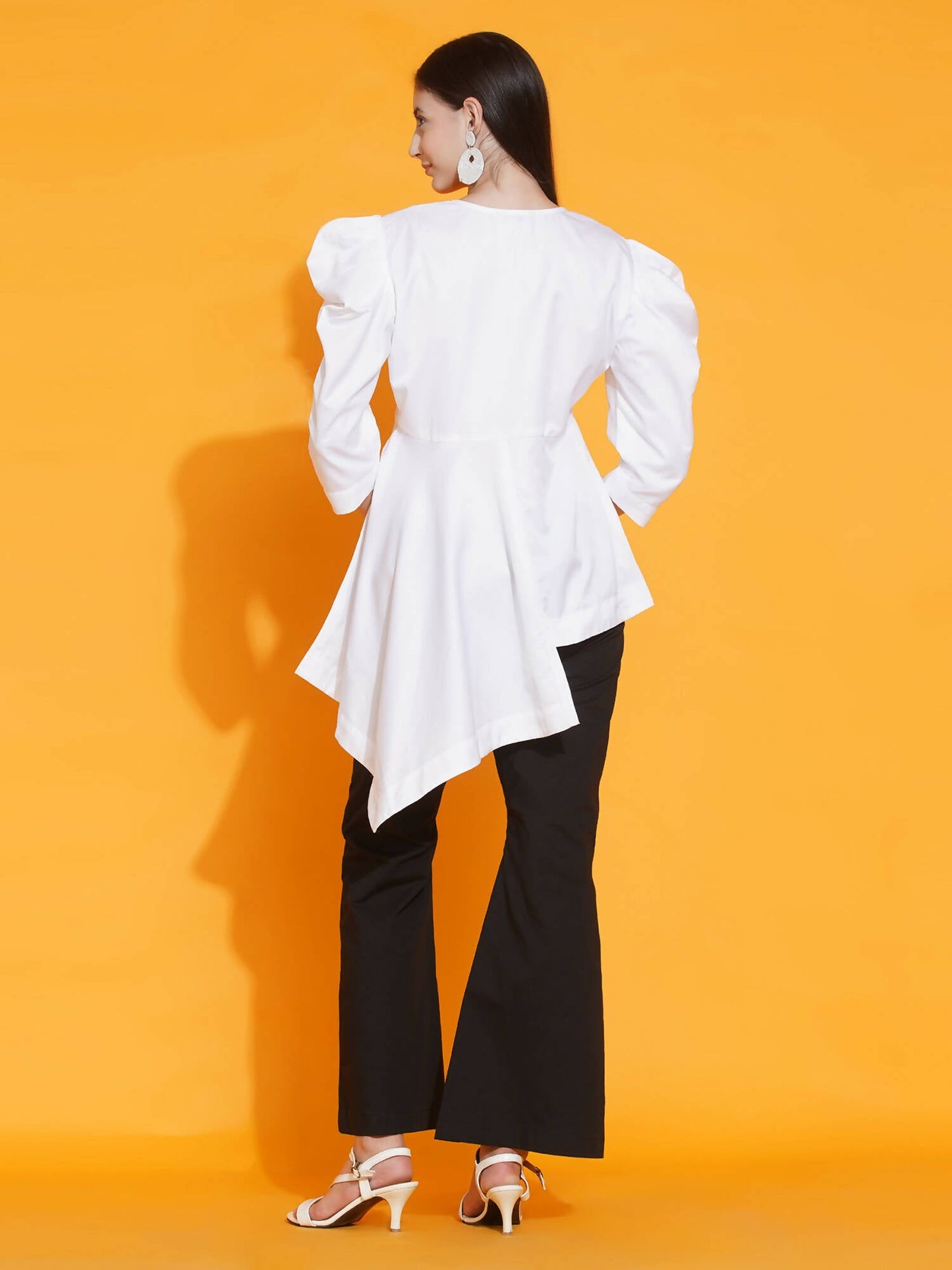 Women Republic White Shirt With Sequence Embroidery And Bellbotton Pants | Swadesiicart