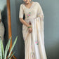 Aayaa Designer 1 min Hand Painted Ready to Wear saree - Off White | Swadesiicart
