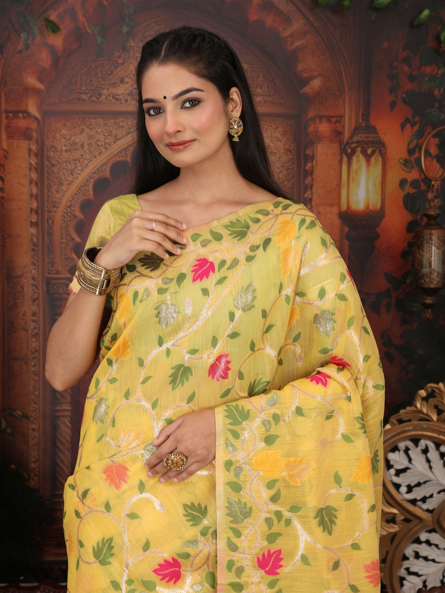 Shree Shyam Fashion Linen Cotton White Saree
