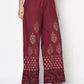 Aniyah Rayon Maroon Color Block Print Flared Slip-On Palazzo (AN-183K)