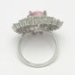 NVR Women's Pink & Silver CZ-Studded Handcrafted Adjustable Finger Ring | Swadesiicart